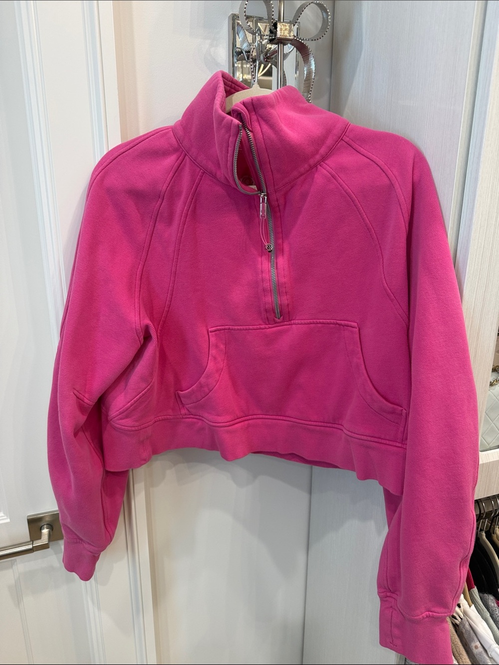 lululemon athletica Hot Pink Cropped Half-Zip Turtleneck Sweatshirt